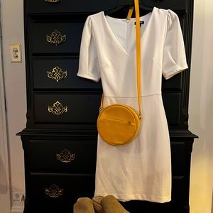 Express white mini dress with puff sleeves